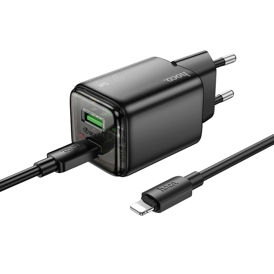 Síťová nabíječka s kabelem Lightning HOCO N52, 20W, 3A, 1 x USB-A - 1 x USB-C, černá