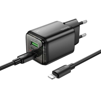Síťová nabíječka s kabelem Lightning HOCO N52, 20W, 3A, 1 x USB-A - 1 x USB-C, černá