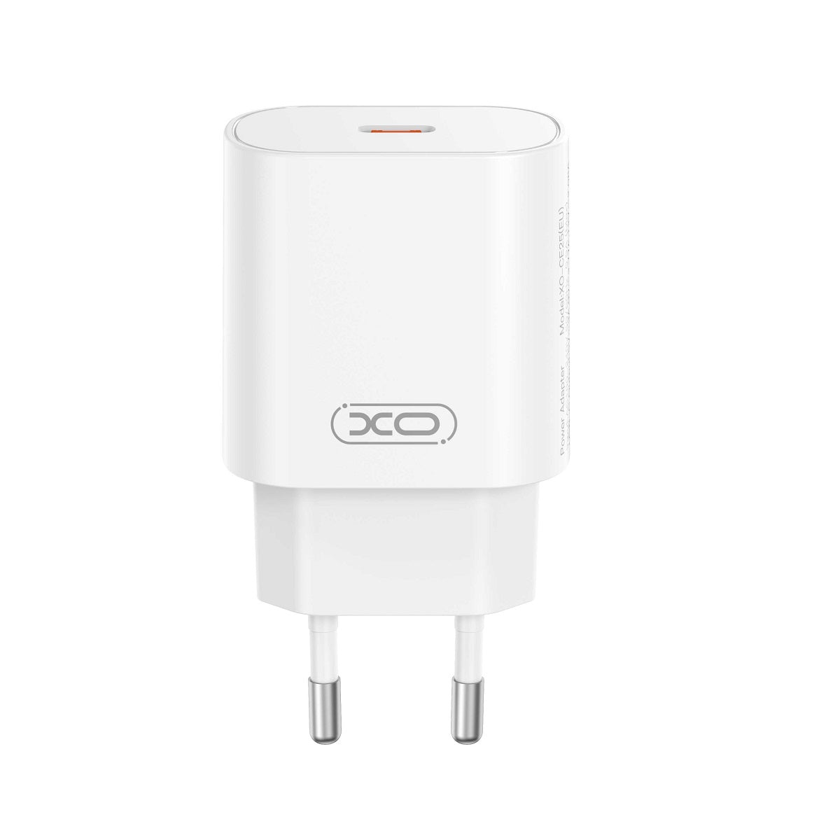 Síťová nabíječka s kabelem USB-C XO Design CE25, 25W, 3A, 1 x USB-C, Bílá