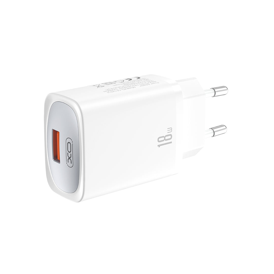 Síťová nabíječka s kabelem USB-C XO Design CE19, 18W, 3A, 1 x USB-A, Bílá