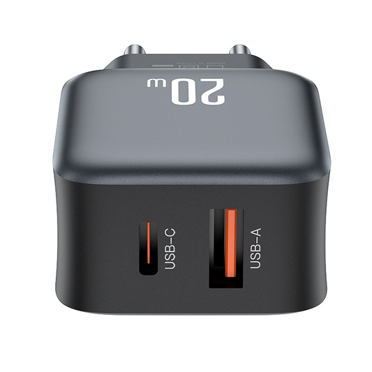 Síťová nabíječka s kabelem Lightning XO Design L154, 20W, 3A, 1 x USB-A - 1 x USB-C, černá