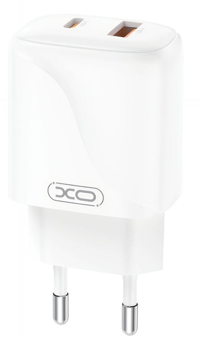Síťová nabíječka s kabelem USB-C XO Design L158, 20W, 3A, 1 x USB-A - 1 x USB-C, Bílá