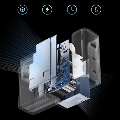 Síťová nabíječka s kabelem USB-C Cuktech, 100W, 5A, 1 x USB-A - 2 x USB-C, Šedá CUKAD1003EUG