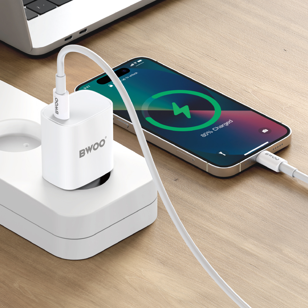 Síťová nabíječka s kabelem USB-C BWOO CDA159, 20W, 3A, 1 x USB-C, Bílá