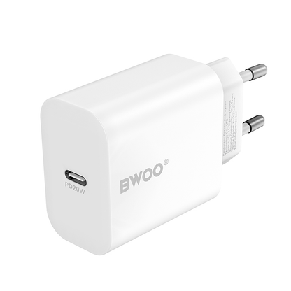 Síťová nabíječka s kabelem USB-C BWOO CDA233, 20W, 3A, 1 x USB-C, Bílá