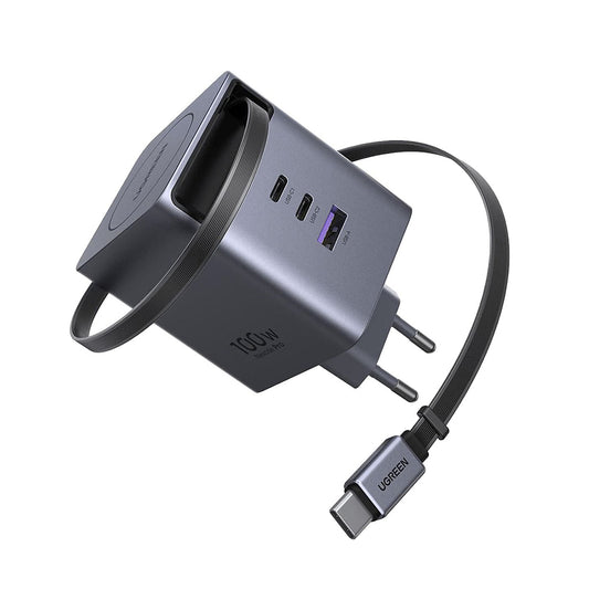 Síťová nabíječka s kabelem USB-C UGREEN X616 (65828), 100W, 5A, 1 x USB-A - 3 x USB-C, šedá