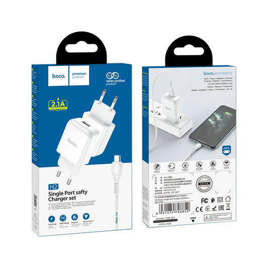Síťová nabíječka s kabelem microUSB HOCO N3, 18W, 3A, 1 x USB-A, Bílá