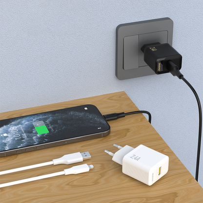 Síťová nabíječka s kabelem Lightning Dudao A23LEU, 30W, 2.4A, 1 x USB-A, bílá
