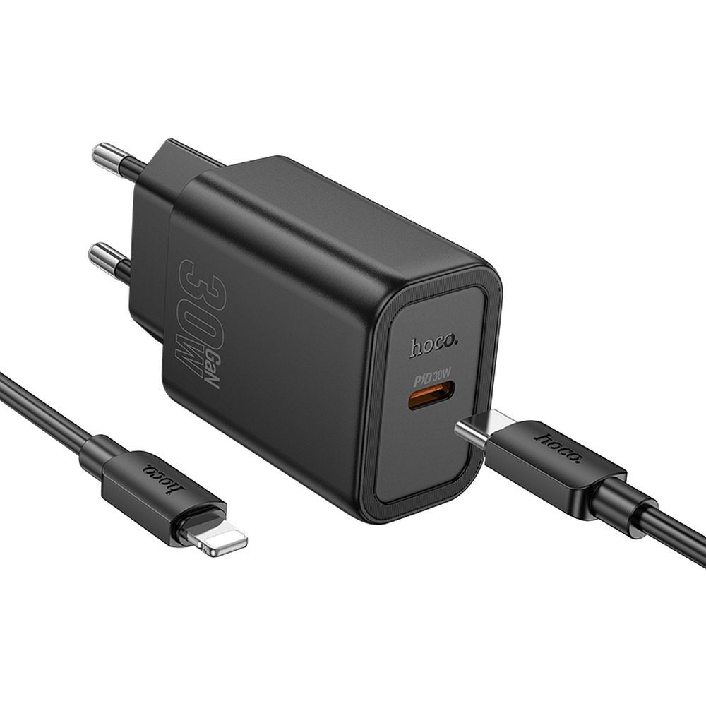 Síťová nabíječka s kabelem Lightning HOCO N62, 30W, 3A, 1 x USB-C, Černá