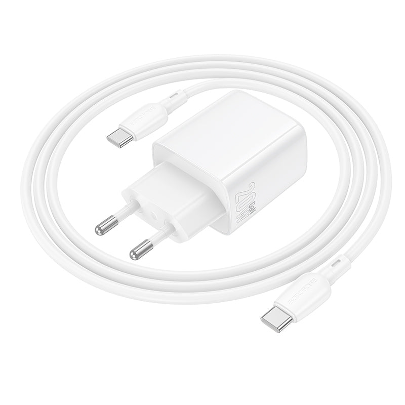Síťová nabíječka s kabelem USB-C Borofone BN26 Fuente, 20W, 3A, 1 x USB-C, Bílá