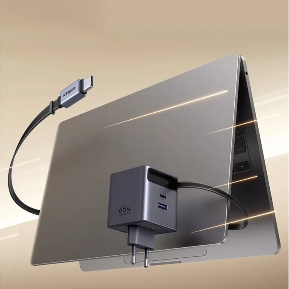 Síťová nabíječka s kabelem USB-C UGREEN X615, 65W, 3A, 1 x USB-A - 1 x USB-C, šedá