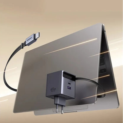 Síťová nabíječka s kabelem USB-C UGREEN X615, 65W, 3A, 1 x USB-A - 1 x USB-C, šedá