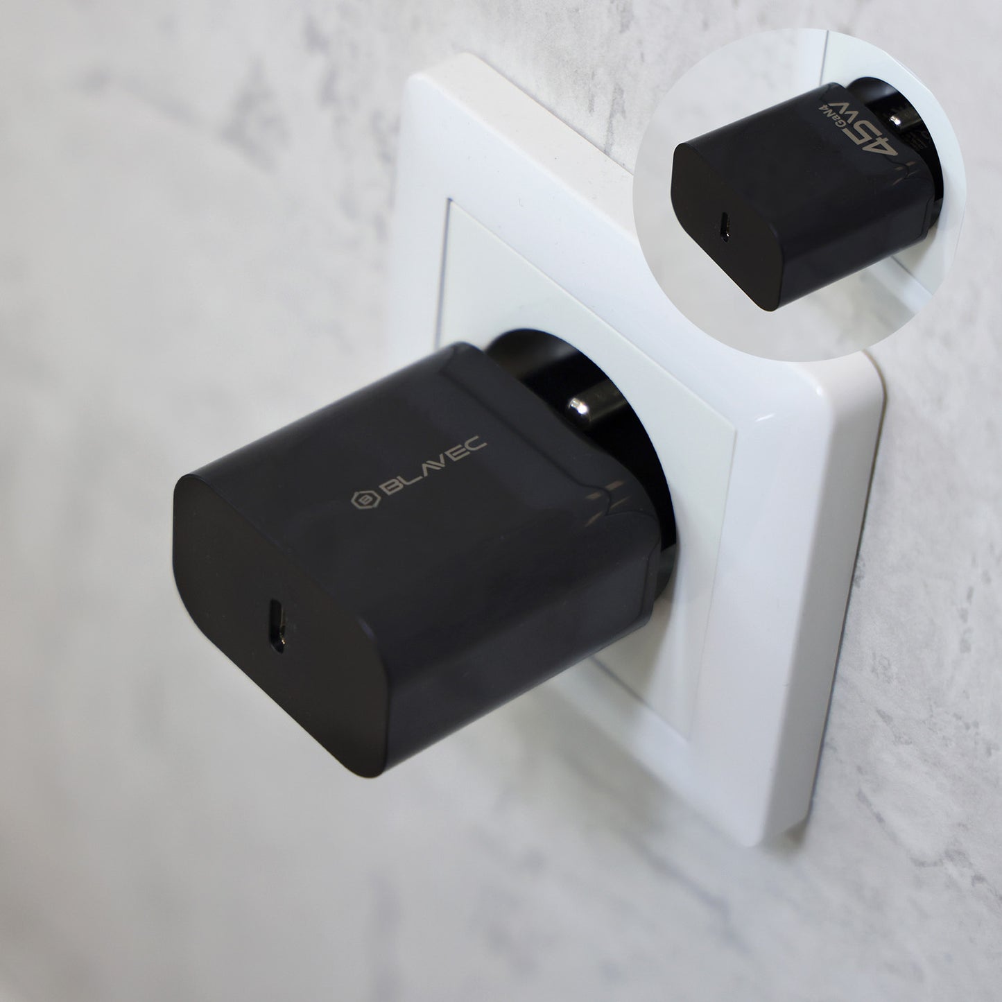 Síťová nabíječka s kabelem USB-C Blavec BC-7, 45W, 3A, 1 x USB-C, černá