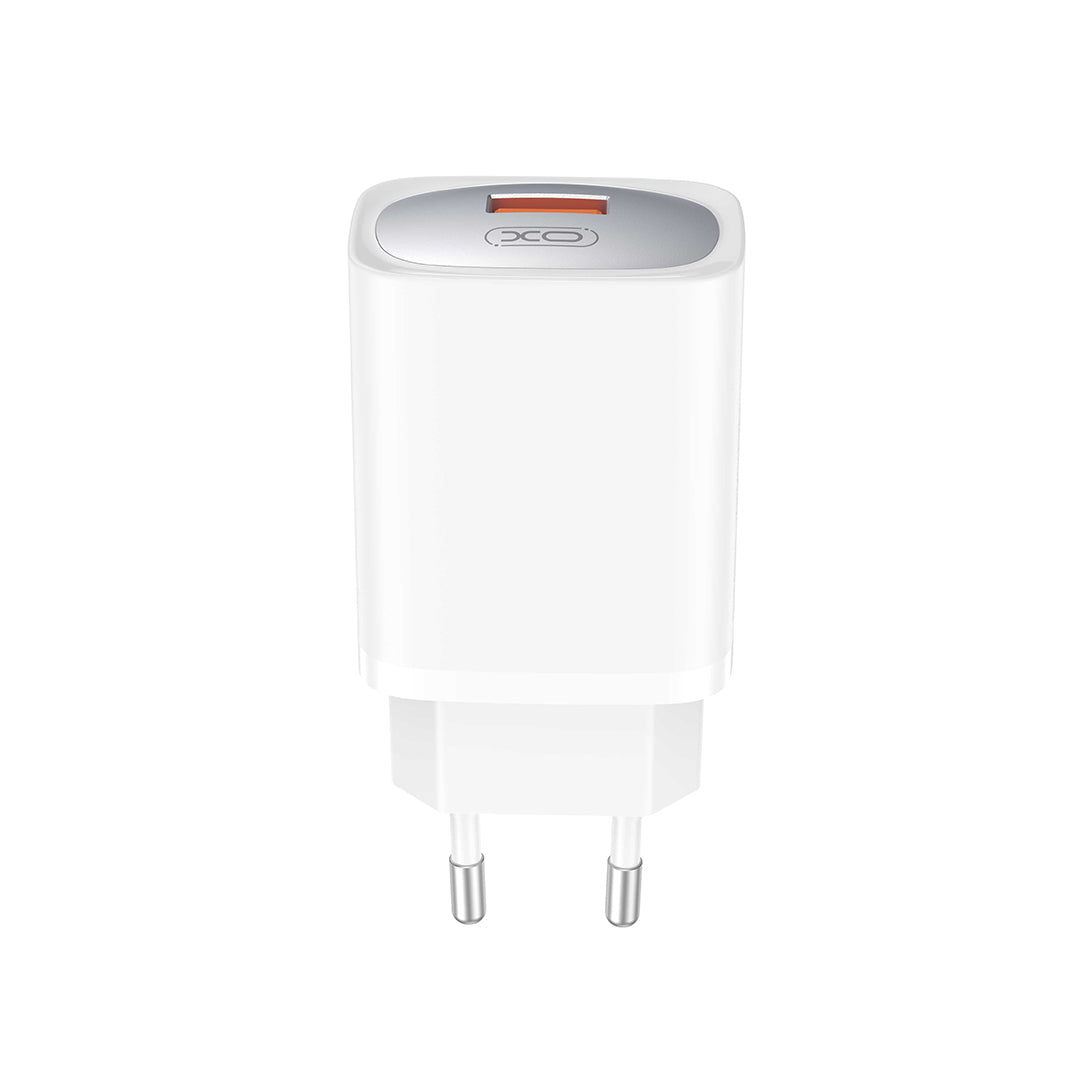 Síťová nabíječka s kabelem USB-C XO Design CE19, 18W, 3A, 1 x USB-A, Bílá