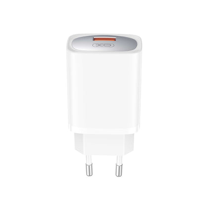 Síťová nabíječka s kabelem USB-C XO Design CE19, 18W, 3A, 1 x USB-A, Bílá