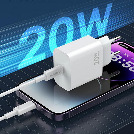 Síťová nabíječka s kabelem USB-C Sendem OG73, 20W, 3A, 1 x USB-C, bílá