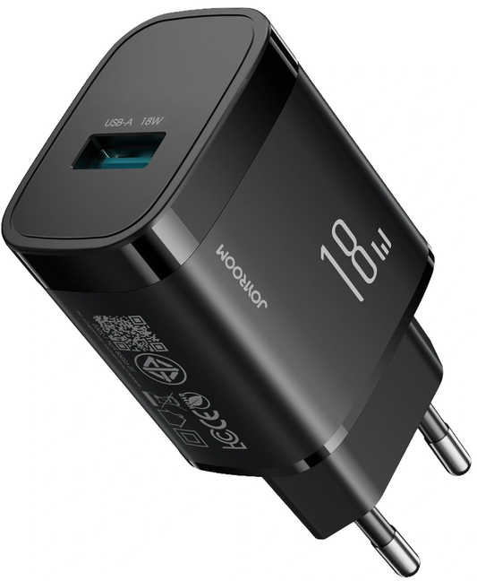Síťová nabíječka s kabelem USB-C Joyroom JR-TF4, 18W, 3A, 1 x USB-A, černá