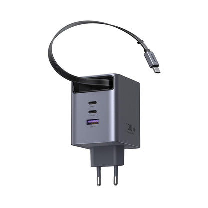Síťová nabíječka s kabelem USB-C UGREEN X616 (65828), 100W, 5A, 1 x USB-A - 3 x USB-C, šedá