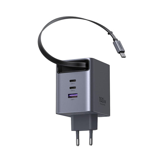 Síťová nabíječka s kabelem USB-C UGREEN X616 (65828), 100W, 5A, 1 x USB-A - 3 x USB-C, šedá