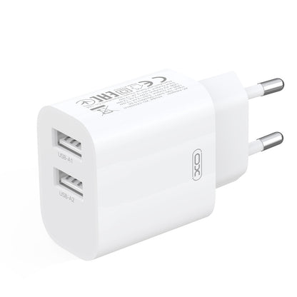 Síťová nabíječka s kabelem Lightning XO Design CE55, 12 W, 2,4 A, 2× USB-A, bílá