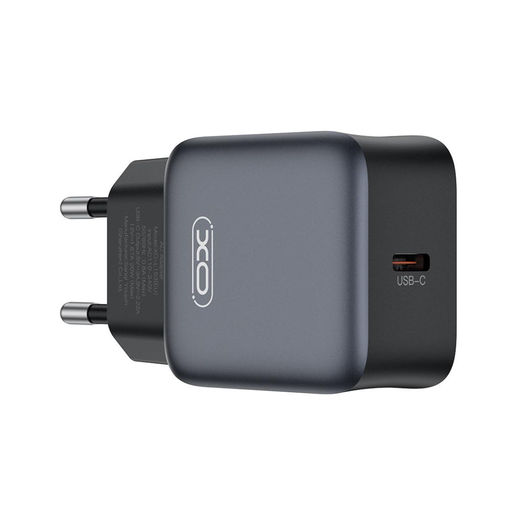 Síťová nabíječka s kabelem Lightning XO Design L155, 30W, 3A, 1 x USB-C, černá