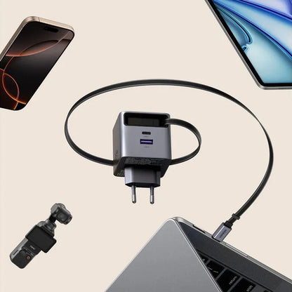 Síťová nabíječka s kabelem USB-C UGREEN X615, 65W, 3A, 1 x USB-A - 1 x USB-C, šedá