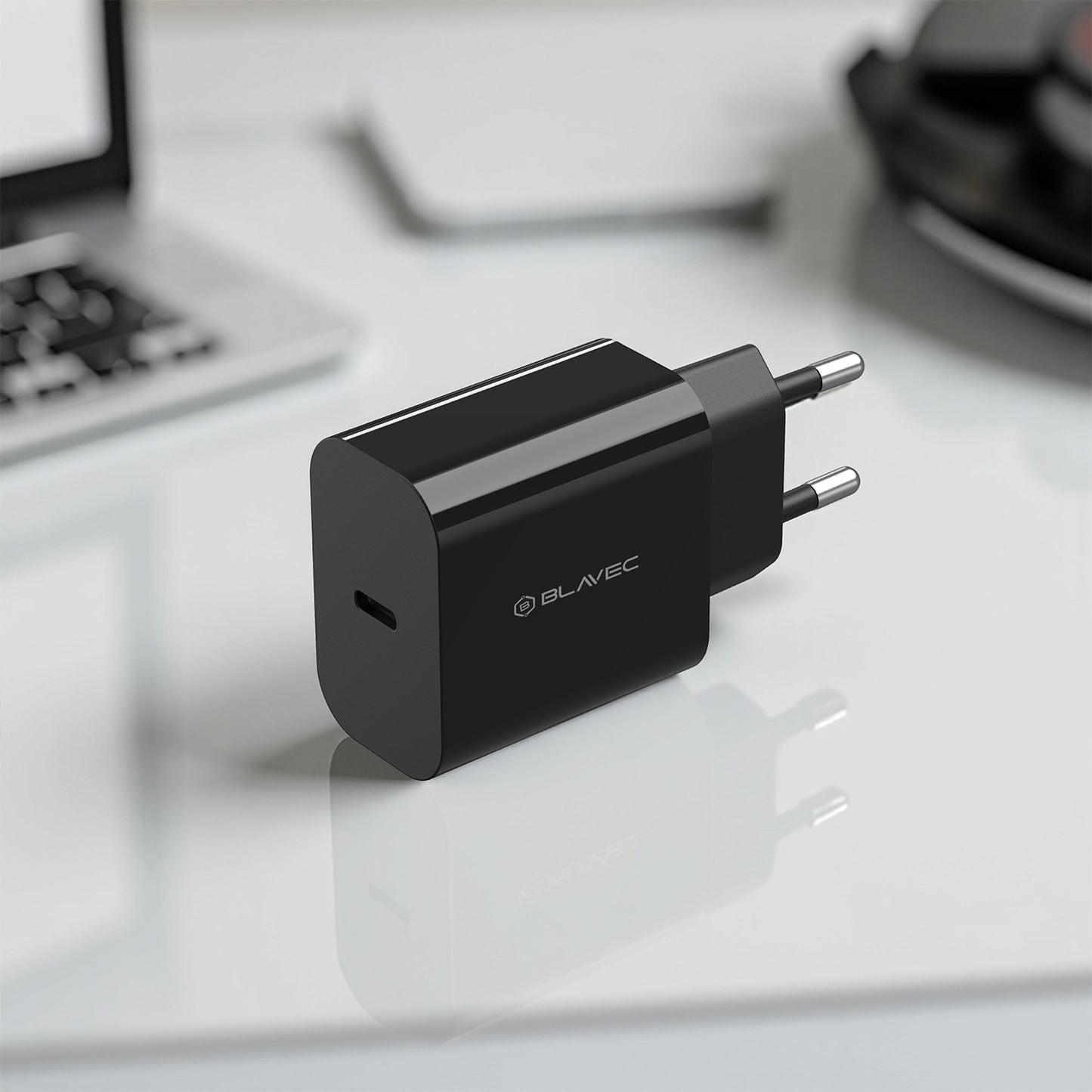 Síťová nabíječka s kabelem USB-C Blavec BC-7, 45W, 3A, 1 x USB-C, černá