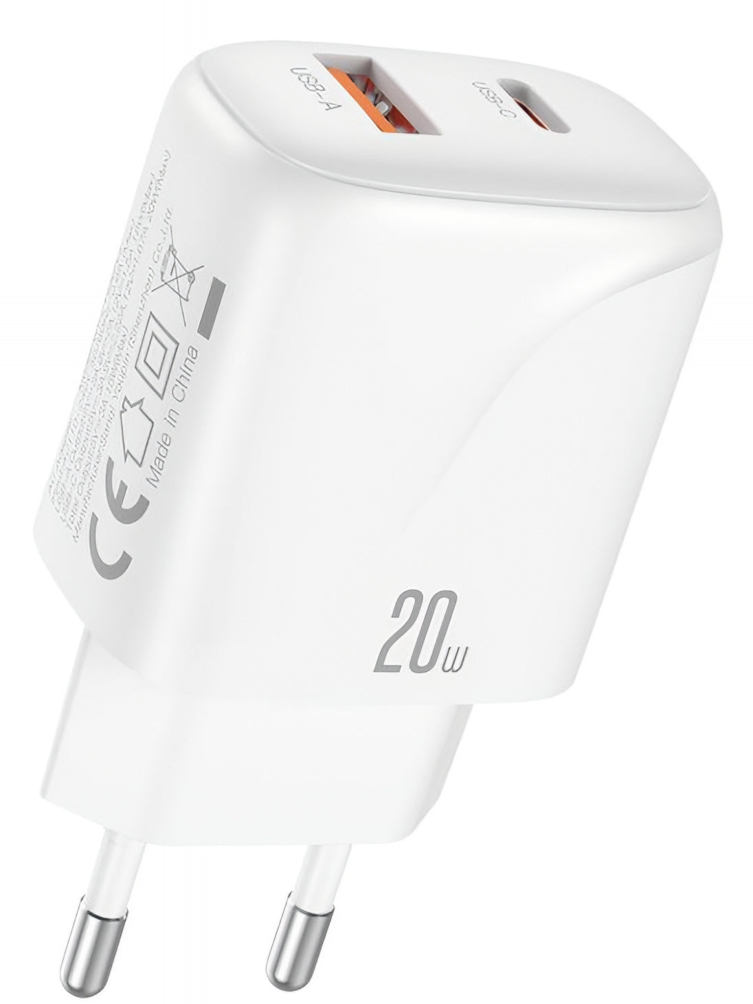 Síťová nabíječka s kabelem USB-C XO Design L158, 20W, 3A, 1 x USB-A - 1 x USB-C, Bílá
