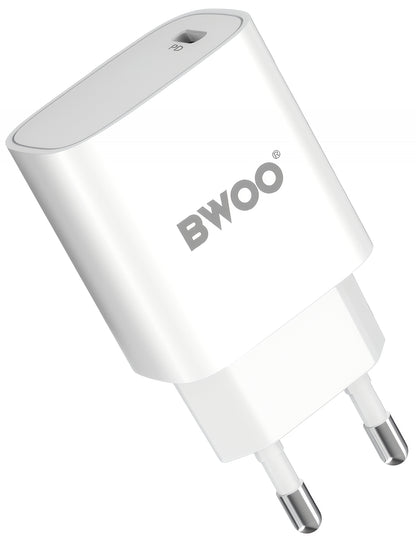 Síťová nabíječka s kabelem USB-C BWOO CDA159, 20W, 3A, 1 x USB-C, Bílá