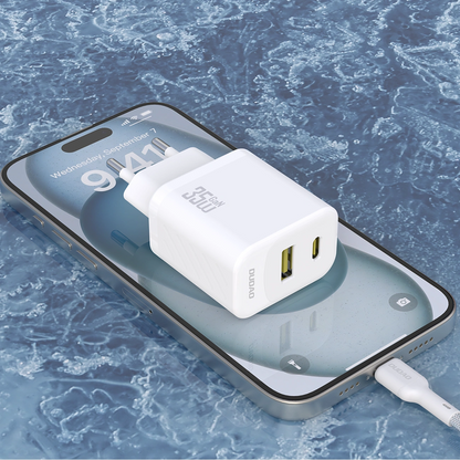 Síťová nabíječka s kabelem USB-C Dudao A27Max, 35W, 1 x USB-A - 1 x USB-C, bílá