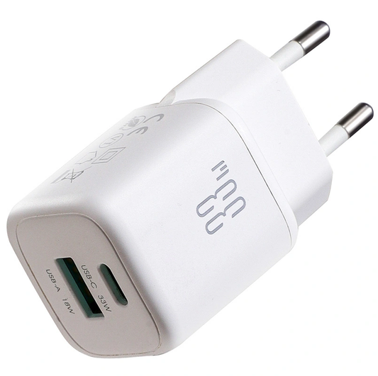 Síťová nabíječka s kabelem Lightning Joyroom JR-TG7, 33W, 3A, 1 x USB-A - 1 x USB-C, Bílá