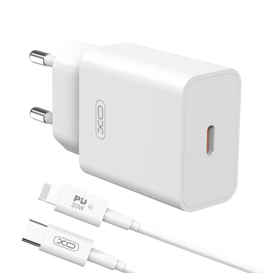 Síťová nabíječka s kabelem Lightning XO Design L126, 20W, 3A, 1 x USB-C, bílá