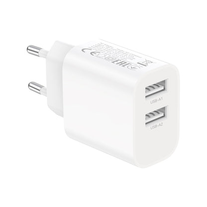 Síťová nabíječka s kabelem Lightning XO Design CE55, 12 W, 2,4 A, 2× USB-A, bílá
