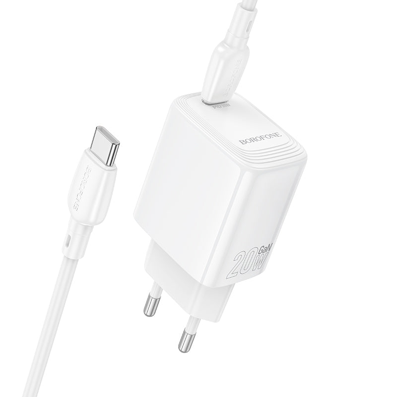 Síťová nabíječka s kabelem USB-C Borofone BN26 Fuente, 20W, 3A, 1 x USB-C, Bílá
