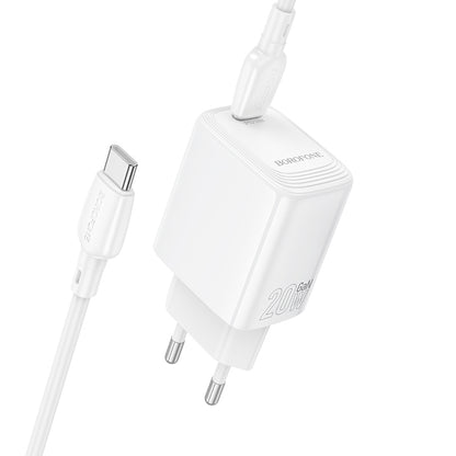 Síťová nabíječka s kabelem USB-C Borofone BN26 Fuente, 20W, 3A, 1 x USB-C, Bílá