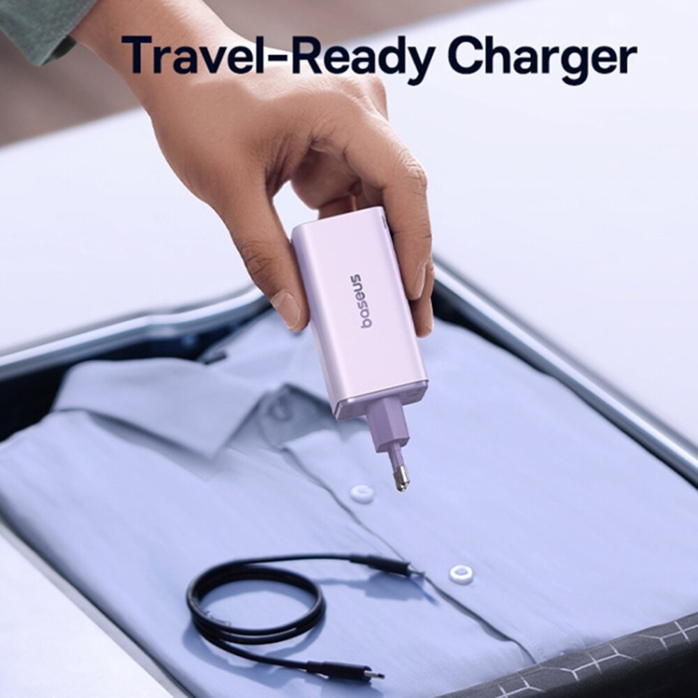 Síťová nabíječka s kabelem USB-C Baseus GaN6 Pro, 100W, 3.25A, 2 x USB-A - 2 x USB-C, Fialová P10162705532-00