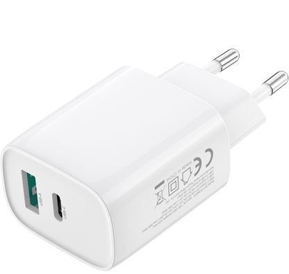 Síťová nabíječka s kabelem Lightning XO Design CE30, 30W, 3A, 1 x USB-A - 1 x USB-C, Bílá