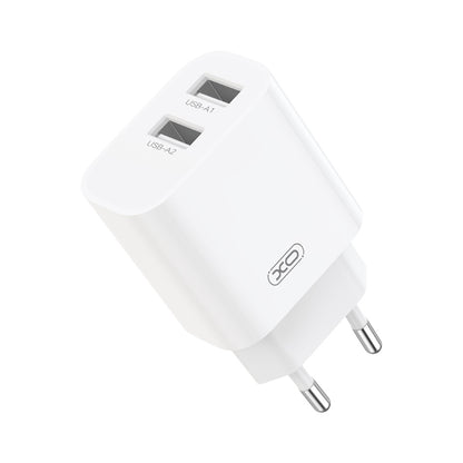 Síťová nabíječka s kabelem Lightning XO Design CE55, 12 W, 2,4 A, 2× USB-A, bílá