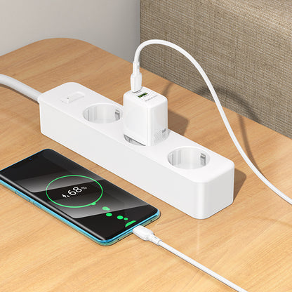 Síťová nabíječka s kabelem USB-C Borofone BN29 Fuente, 30W, 3A, 1 x USB-A - 1 x USB-C, bílá