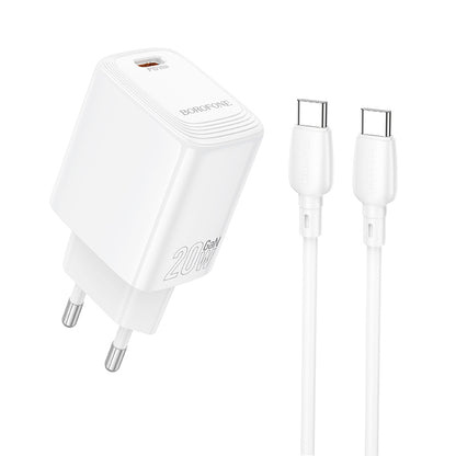 Síťová nabíječka s kabelem USB-C Borofone BN26 Fuente, 20W, 3A, 1 x USB-C, Bílá
