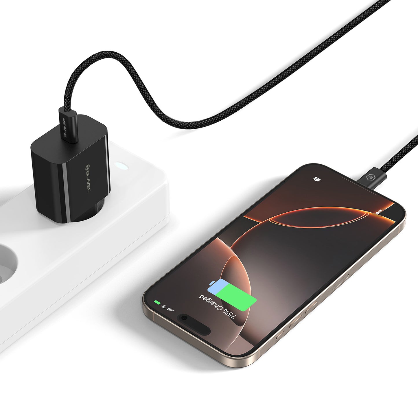 Síťová nabíječka s kabelem USB-C Blavec BC-7, 45W, 3A, 1 x USB-C, černá