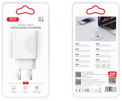 Síťová nabíječka s kabelem microUSB XO Design L159, 18W, 3A, 1 x USB-A, Bílá