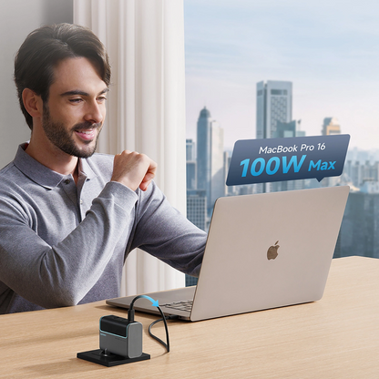 Síťová nabíječka s kabelem USB-C Cuktech, 100W, 5A, 1 x USB-A - 2 x USB-C, Šedá CUKAD1003EUG