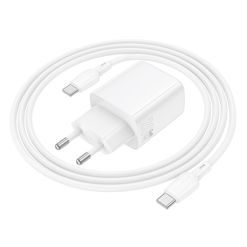 Síťová nabíječka s kabelem USB-C Borofone BN27 Fuente, 20W, 3A, 1 x USB-A - 1 x USB-C, bílá