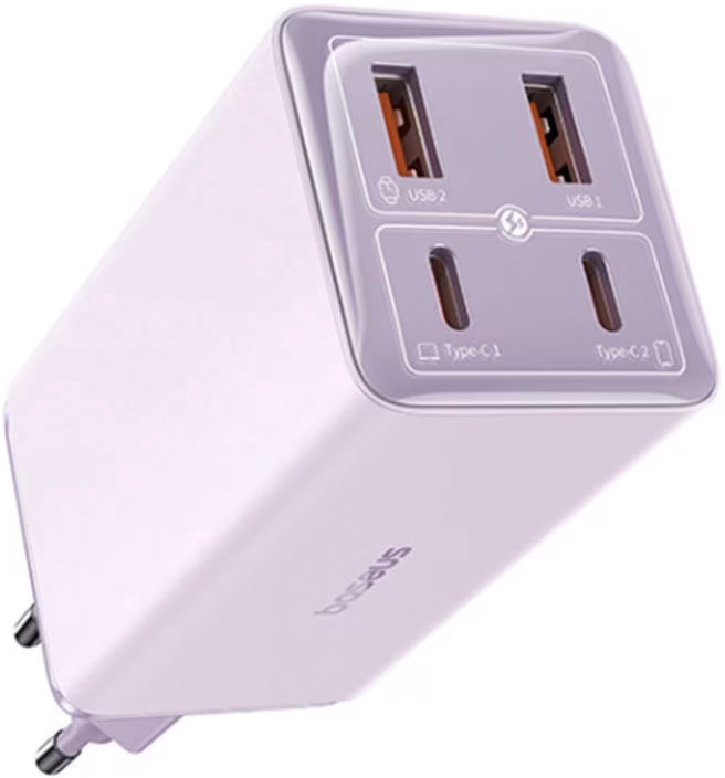 Síťová nabíječka s kabelem USB-C Baseus GaN6 Pro, 100W, 3.25A, 2 x USB-A - 2 x USB-C, Fialová P10162705532-00