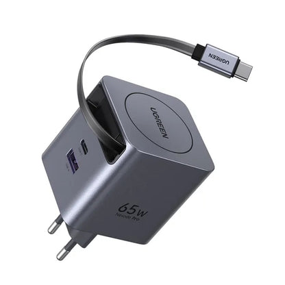 Síťová nabíječka s kabelem USB-C UGREEN X615, 65W, 3A, 1 x USB-A - 1 x USB-C, šedá