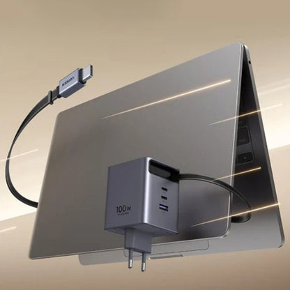 Síťová nabíječka s kabelem USB-C UGREEN X616 (65828), 100W, 5A, 1 x USB-A - 3 x USB-C, šedá