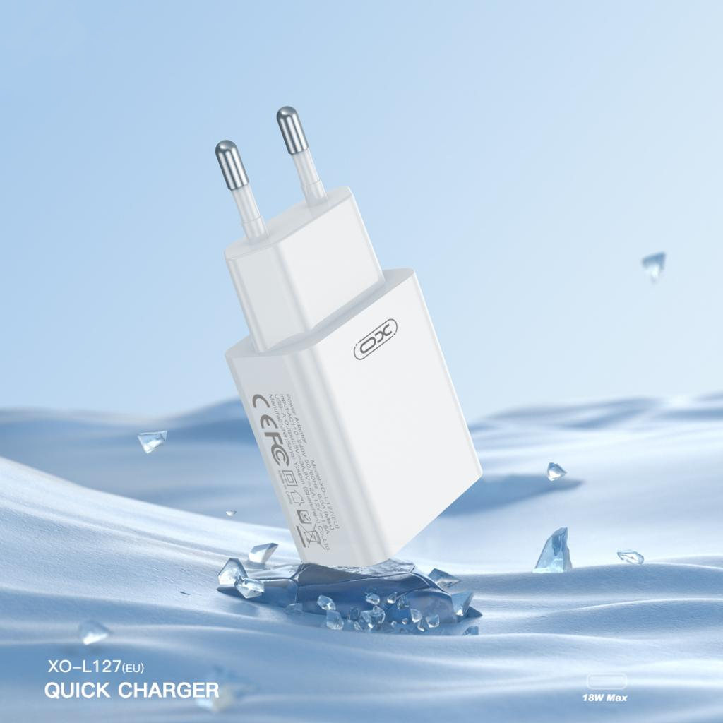 Síťová nabíječka s kabelem microUSB XO Design L127, 18W, 3A, 1 x USB-A, bílá