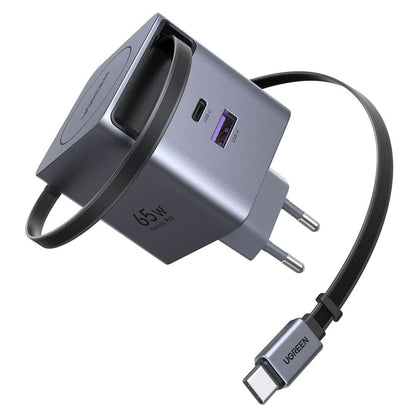 Síťová nabíječka s kabelem USB-C UGREEN X615, 65W, 3A, 1 x USB-A - 1 x USB-C, šedá