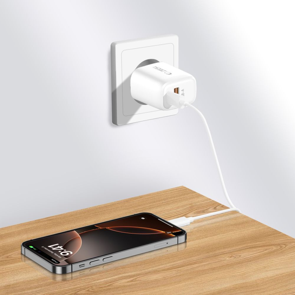 Síťová nabíječka s kabelem USB-C Tech-Protect NCA20, 20W, 3A, 1 x USB-A - 1 x USB-C, bílá